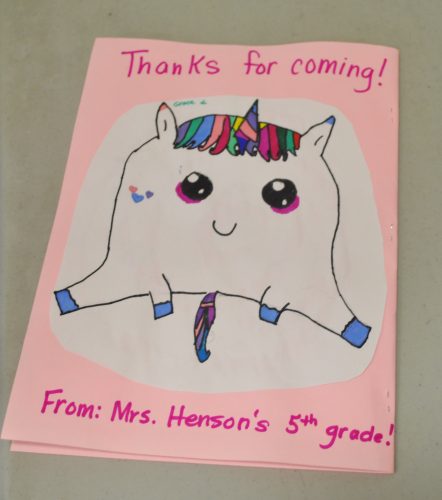 A thank-you note created by Mrs. Henson's 5th grade class.