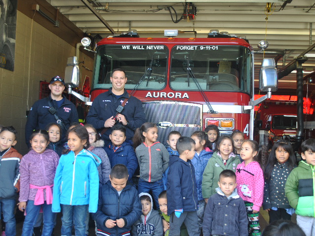 Students with AFD firemen.