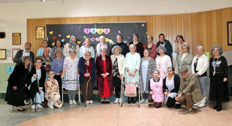 Hermes staff members kick off the 100th day celebration